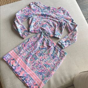 Lilly Pulitzer Floral Print Boca Chica Crop Top & Skirt Set